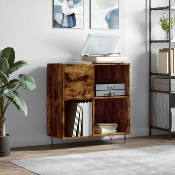 vidaXL Platenkast 84,5x38x89 cm bewerkt hout gerookt, Verzenden, Nieuw