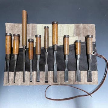Hiramachi Nomi | Bench Paring Chisels Set w/ Roll Case -