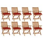 vidaXL Tuinstoelen 8 st inklapbaar met kussens massief, Verzenden, Nieuw, Hout