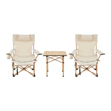 Tuinset Bellante 3-delig campingset opvouwbaar houtkleurig e, Verzenden, Nieuw