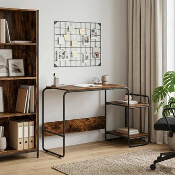 vidaXL Bureau met opbergruimte Gerookt eiken 131.5 x 50 x, Verzenden, Nieuw