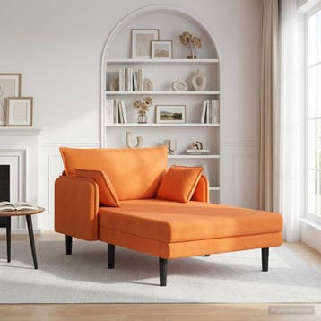 vidaXL Grote chaise longue Oranje Katoenen stof, Verzenden, Nieuw