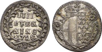 4 Pfennig 1728 D Fulda Bistum: Adolf von Dalberg, 1726-1737:, Verzenden