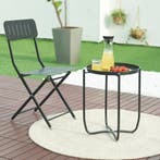 Tuintafel Sandefjord bijzettafel rond metaal 53xØ40 cm zwart, Verzenden, Nieuw