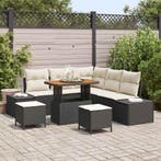 vidaXL Tuinbankenset met kussen 8 pcs Zwart poly rattan, Verzenden, Nieuw, Rotan, 8 zitplaatsen