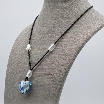 Zilver onder water - Ketting met hanger - in Murano-glas