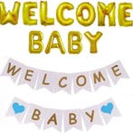 15-delige set Welcome Baby Girl met slingers en beren ballon, Verzenden, Nieuw, Geboortebord