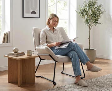 Fauteuil met armleuning - Relaxfauteuil - Relaxstoel - Beige, Verzenden, Zo goed als nieuw