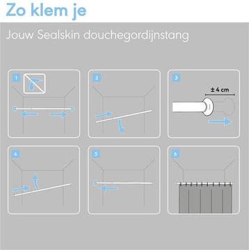 Sealskin Douchegordijnstang - Klemstang - Aluminium, Verzenden, Nieuw