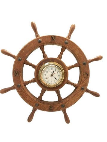 Stuurtoestel - Hout, Messing - Scheepswiel 62 cm