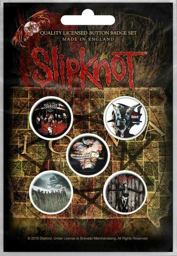 Slipknot button Albums 5-pack officiële merchandise, Ophalen of Verzenden, Nieuw, Kleding