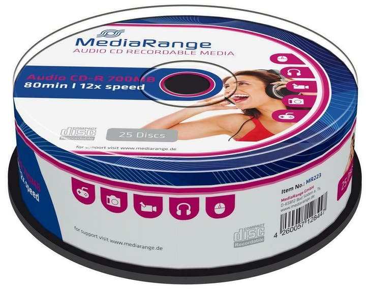 Mediarange | CD-R | 80 Min | Music | 25 Stuks, Computers en Software, Beschrijfbare discs, Nieuw, Verzenden