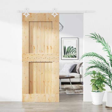 vidaXL Schuifdeur 85 x 210 cm Massief Grenenhout, Doe-het-zelf en Verbouw, Verzenden, Nieuw