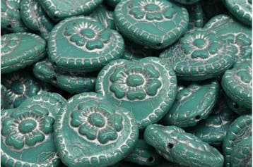2 x Tsjechische Glaskralen Heart Beads Roos 17x17mm gat:..., Ophalen of Verzenden, Nieuw, Kraal