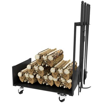 TRUUSK Brandhoutrek met Wielen en Accessoires - 48 x 30 x 76, Verzenden, Nieuw
