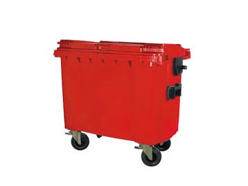 Vuilcontainer 660 liter 4-wiel vlakdeksel rood, Ophalen of Verzenden