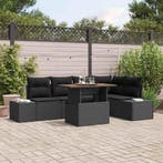 vidaXL Tuin Sofa Set met opslag 6 pcs Zwart Poly riet, Verzenden, Nieuw, Rotan, 6 zitplaatsen