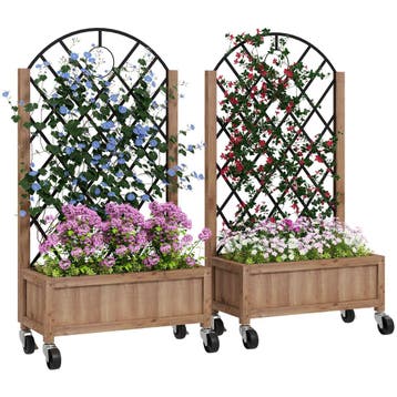 2-delige Set Verhoogde Plantenbak Met Rol, Klimrek, Trellis, Verzenden
