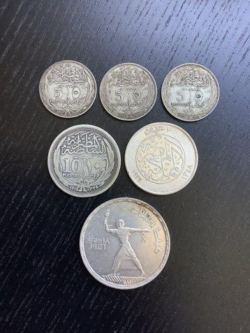 Egypte. 1916-1956 (Lot of 6 coins) (Zonder minimumprijs), Postzegels en Munten