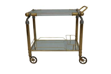 Vintage Hollywood Regency serveerwagen – messing en plexigla, Ophalen of Verzenden, Nieuw