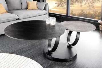 Design Salontafel DANCING RINGS Zwart Grijs Rond Draaibaar, Ophalen of Verzenden, Nieuw