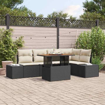 vidaXL Tuin Sofa Set 6 st Zwart Poly riet, Verzenden, Nieuw, 6 zitplaatsen