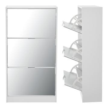 [en.casa] Schoenenkast Kragerø met spiegels 115x60x24 cm wit, Verzenden, Nieuw