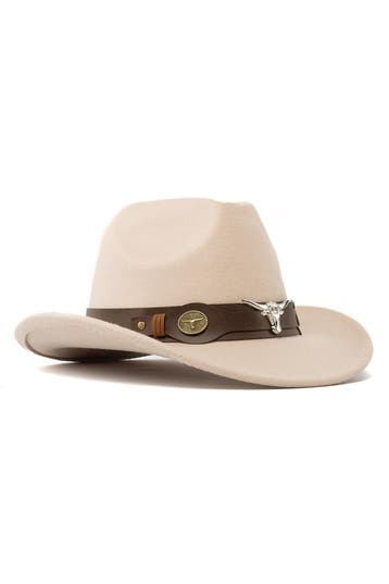 KIMU® Cowboyhoed Beige Wolvilt Stier Lichtbruine Cowboy West, Ophalen of Verzenden, Nieuw, Overige maten, Carnaval