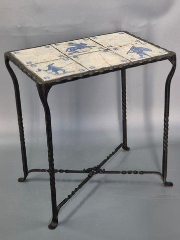 Bijzettafel - Metaal, Keramiek - Vintage tegeltafel –