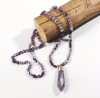 Boho edelsteen lange ketting - kralen ketting  PAARS kleur, Nieuw