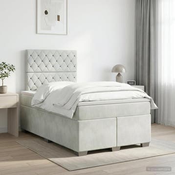 vidaXL Boxspringbed met matras Lichtgrijs 120 x 190 cm, Verzenden, Nieuw, Twijfelaar, Stof