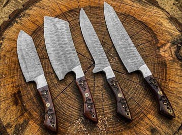 Hand Forged Damascus Steel with rose wood laser , Premium