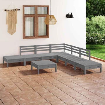 vidaXL 8-delige Loungeset massief grenenhout grijs, Verzenden, Nieuw, Loungeset
