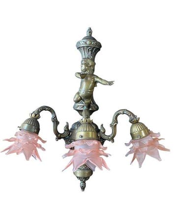 Wandlamp - Gegoten messing - Grote Rococo Revival, Antiek en Kunst
