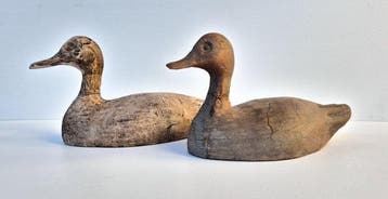Lokeend - Pareja de patos reclamos de caza antiguos (2) -