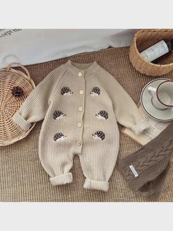 Schattige Baby Gebreide Jumpsuit met Egel Print - Lente & He, Verzenden, Nieuw