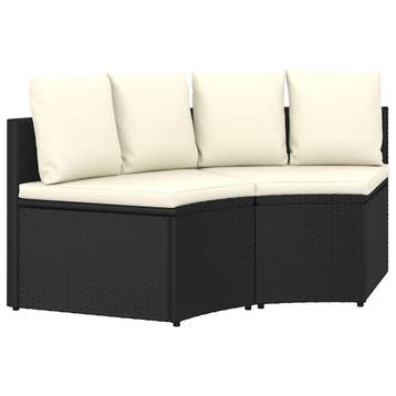 vidaXL 2-delige Loungeset met kussens poly rattan zwart, Verzenden, Nieuw, Loungeset