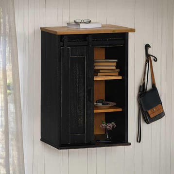 vidaXL Bovenkast HALDEN met schuifdeur 49x22,5x70 cm, Verzenden, Nieuw, Zwart
