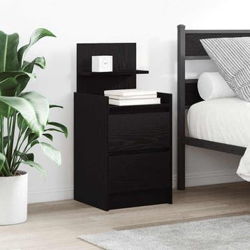 vidaXL Nachtkastje met 2 lades 38x34x80 cm zwart, Verzenden, Nieuw, Hout
