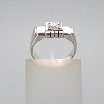 Zilver, Art Deco, Bergkristal(Getest) - Ring, Antiek en Kunst, Antiek | Meubels | Stoelen en Banken
