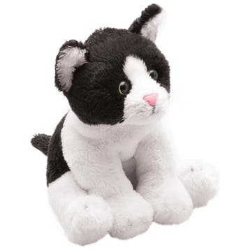 Pluche kat knuffel - zwart/witte lapjeskat - 13 cm, Verzenden, Nieuw