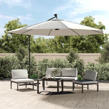 vidaXL Zweefparasol met LED-verlichting en metalen paal 350, Verzenden, Nieuw, 1 tot 2 meter, Zweefparasol