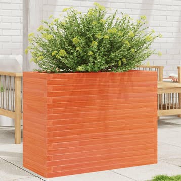 vidaXL Plantenbak 90x40x68,5 cm massief grenenhout wasbruin, Tuin en Terras, Bloembakken en Plantenbakken, Verzenden, Nieuw, Hout
