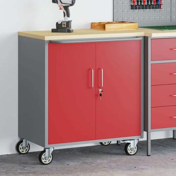vidaXL Trolley Rolling Workbench Rood en Grijs 75 x 45 x 85, Verzenden, Nieuw