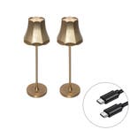 Set van 2 retro tafellampen rose goud oplaadbaar IP44 -, Verzenden, Nieuw, Retro