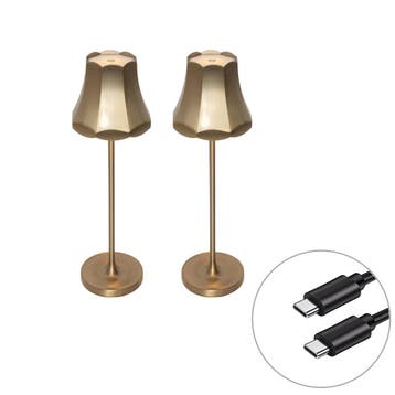 Set van 2 retro tafellampen rose goud oplaadbaar IP44 -, Verzenden, Nieuw