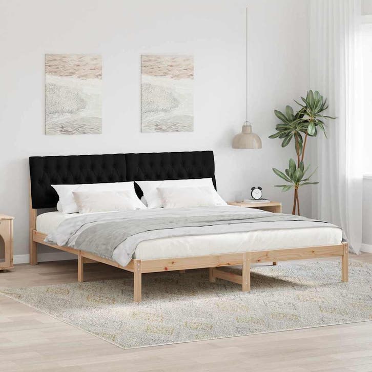 vidaXL Bedframe met Gevoerd Hoofdgedeelte Bruin 180 x 200 cm, Huis en Inrichting, Slaapkamer | Bedden, Bruin, Nieuw, Hout, Verzenden