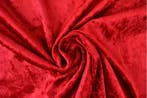 Crushed velvet stof - Rood - Per meter, Hobby en Vrije tijd, Stoffen en Lappen, 120 cm of meer, Ophalen of Verzenden, Polyester