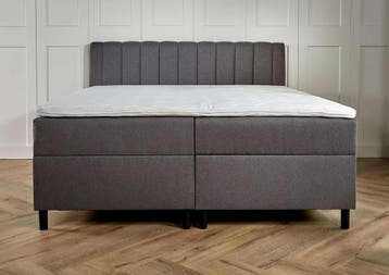 Boxspring met opbergruimte Lausanne 140 200 Antraciet, Verzenden, Nieuw, 140 cm, Twijfelaar