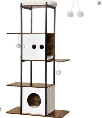 Kattenkrabpaal met 4 Niveaus – Grotten, Platform en Krabmat, Dieren en Toebehoren, Katten-accessoires, Verzenden, Nieuw